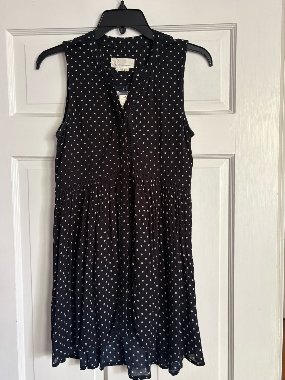 New with Tags Polka Dot Navy Anthropologie Dress, Size XS